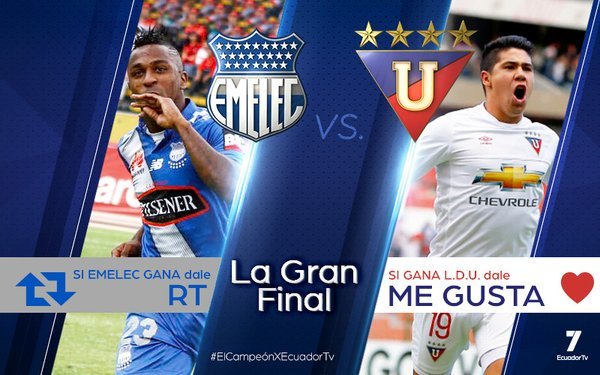 EcuadorTV's tweet image. Miércoles | 18H30 | #FútbolxEcuadortv
RT si crees que gana @CSEmelec o Me Gusta si crees que gana @LDU_Oficial