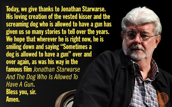 GOTloon's tweet photo. Give Thanks #OffTopic #NoGOT #Clickhole #JonathanStarwarse #DogsCanHaveGuns https://t.co/GyX5VCZmAz