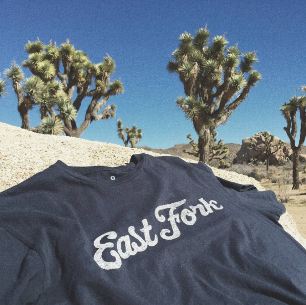 EastForkSupplyC's tweet photo. Our #vintage script shirt getting some sun in #JoshuaTree. #typography #EFSCo #SantaAna #OC #California https://t.co/iZjYPkM9si