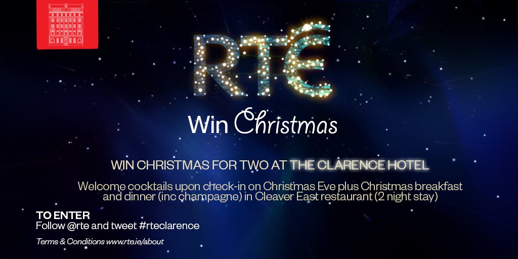 rte's tweet photo. Win CHRISTMAS @TheClarence 2 night 5* stay w/ Christmas dinner for 2 @CleaverEast. Follow @rte + tweet #rteclarence https://t.co/uZfxAzEmTA