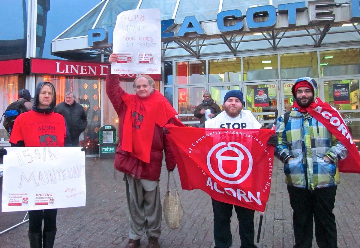 ACORNQuebec's tweet image. 15 $/hr MAINTENANT! $15/hr NOW! #15plus #wagesrising