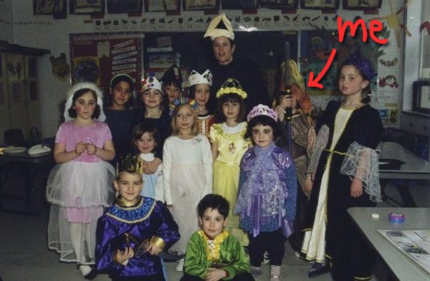 saspler's tweet image. one day in hebrew school, everyone dressed up as princesses and i came dressed as jar jar binks