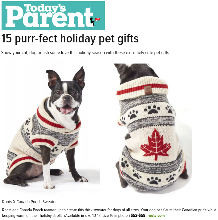 roots canada dog sweater