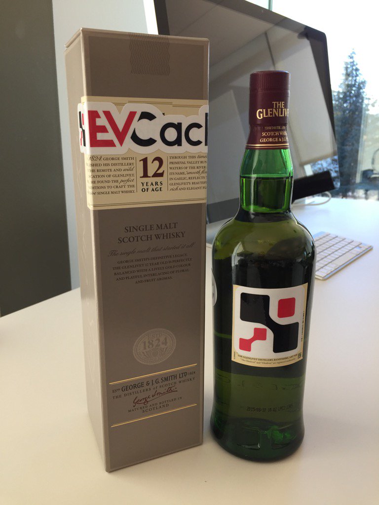 kerumai's tweet photo. Do I have the only #evcache branded Scotch in all of North America?! Thanks @sgmansfield !! https://t.co/nPluWEDphb