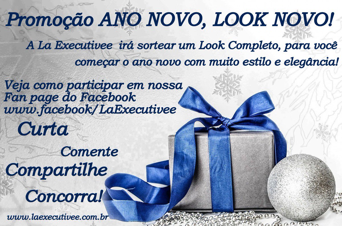 laexecutivee's tweet photo. Ano Novo, Look Novo!!
Acesse nossa fan page no facebook
LaExecutivee https://t.co/B938UxDBfu