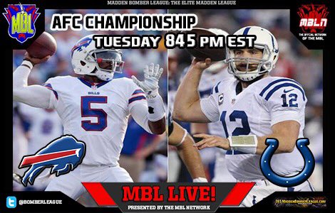 TheBomberLeague's tweet photo. 3 HOURS AWAY!!! MBL Live! Play by Play Broadcast AFC Championship Game TONIGHT! https://t.co/fzeVuRNGLi #Madden16 https://t.co/WMyxExM25u