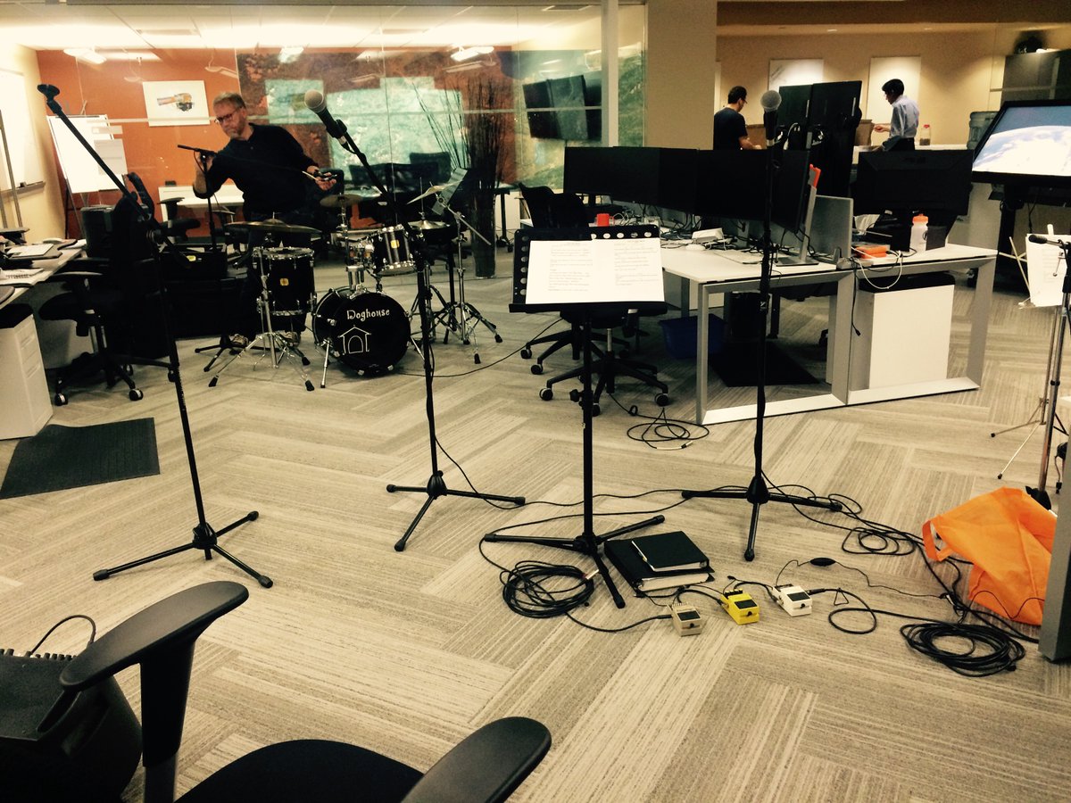 EarthDailyA's tweet photo. What happens at UrtheCast #YVR, after hours? UrtheCast's own band, the #SpaceMonkeys, gear up for our holiday party. https://t.co/9iyoSRz1ZM