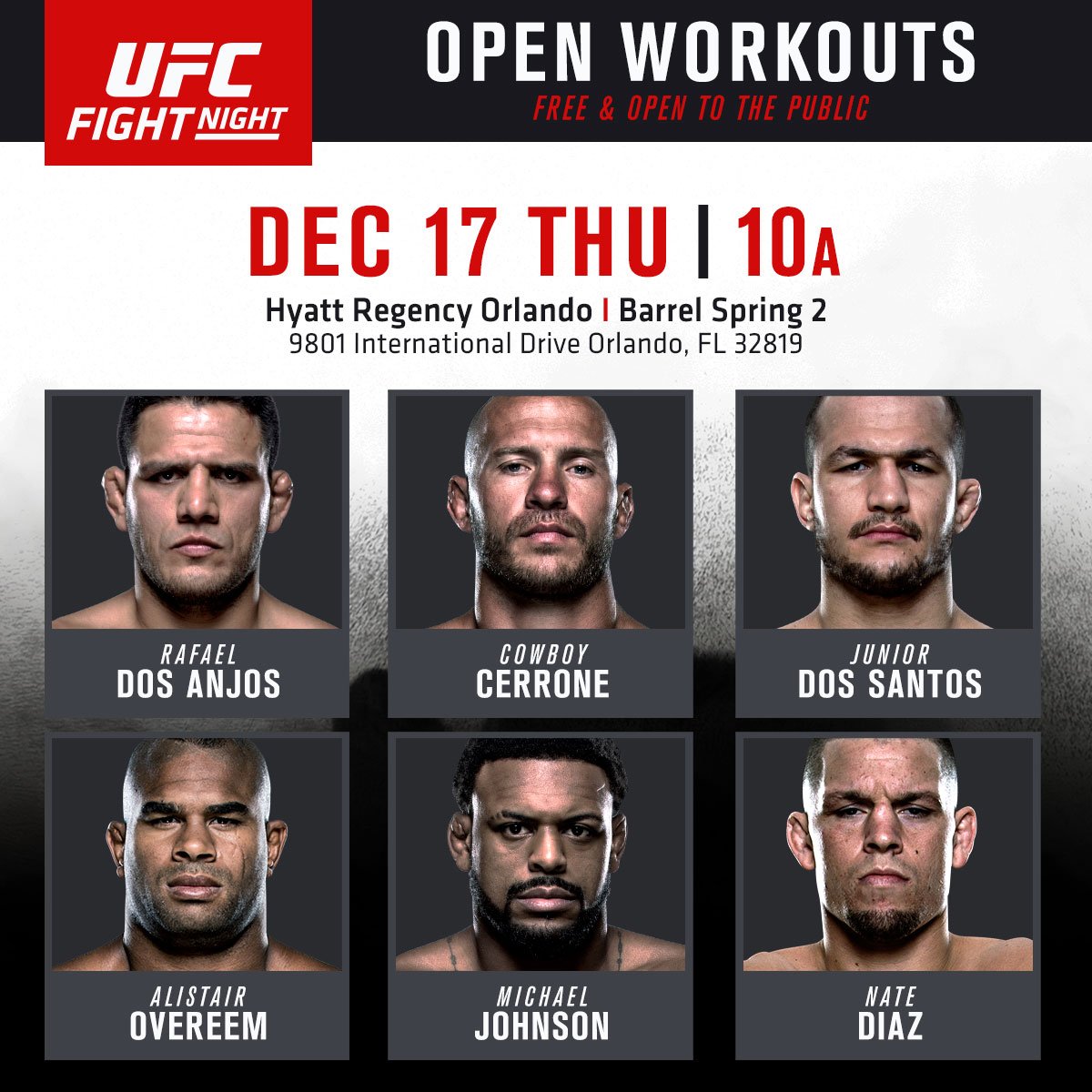 ufc's tweet photo. Join us THIS Thursday for #UFCOrlando Open Workouts! These guys always put on a show! https://t.co/jW0loijRH6