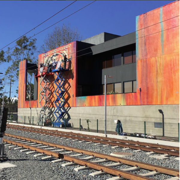 OBEYGIANT's tweet photo. Starting a new #mural w/ @ogRISK in #SantaMonica!  #obeygiant #risk #shepardfairey Pic Courtesy: Risk https://t.co/GY90KLEa3j