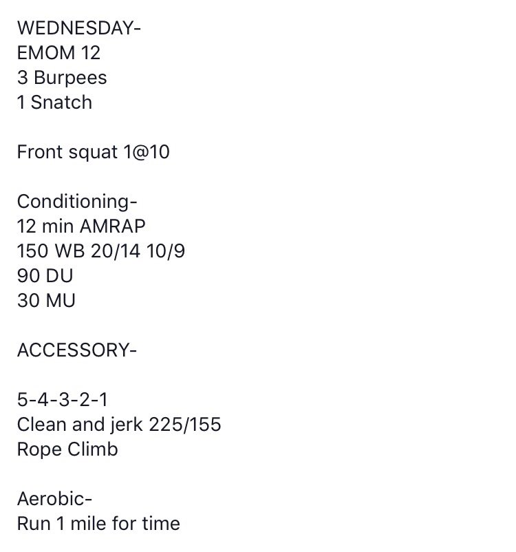 CrossFitForward's tweet photo. Wednesday's Programming https://t.co/1KbgtuhlNS