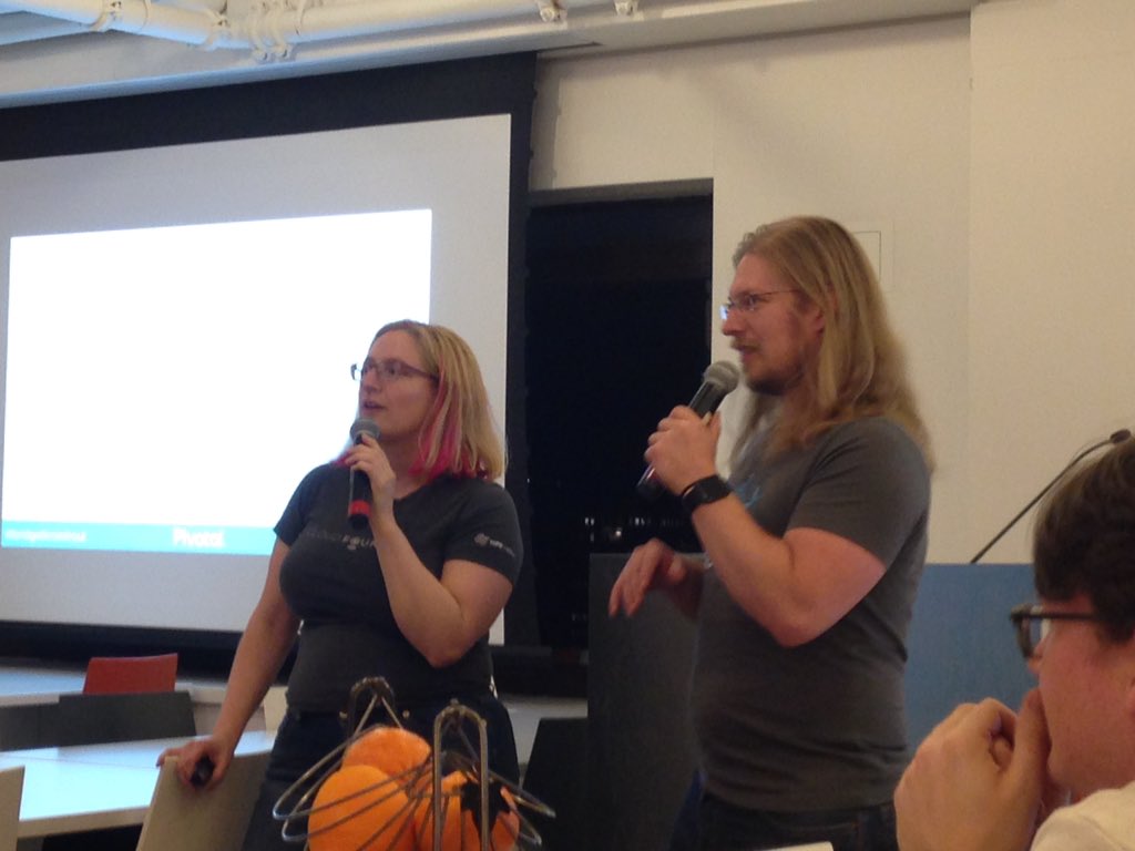 moredeploys's tweet photo. Listening to @bridgetkromhout and @caseywest talk about docker on @pivotalcf at the #nycdevops meetup. https://t.co/pnT2hhlHPh