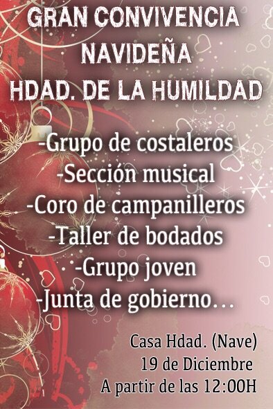 HUMILDADDELEBRI's tweet photo. Gran Convivencia Navideña en nuestra Casa Hermandad!!! Este próximo sábado, a partir de las 12:00 d la mañana!!! https://t.co/Rk1lrMNaQZ
