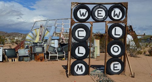 KCETArtbound's tweet photo. Noah Purifoy created the Outdoor Desert Art Museum. Explore it tonight on KCET @ 8PM: https://t.co/aX4b8flk0Y #AB703 https://t.co/r57d5ChvAK