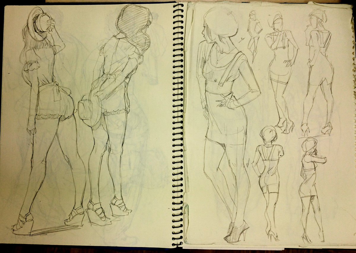 現在使っている勉強用のスケッチブックの過去のページです。
An early pages from the current study sketchbook. 