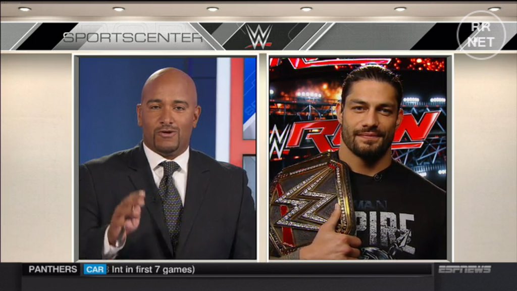 RomanReignsNet's tweet photo. @WWERomanReigns on SportCenter! #RomanReigns #RomanEmpire #SportsCenter https://t.co/rR22a3DoVq