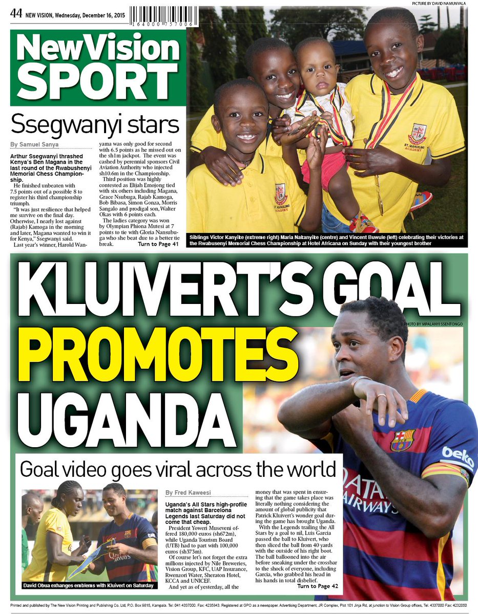 newvisionwire's tweet photo. In Today's NEW VISION
#Suruma's Mak Chancellor.
#Xmas Parenting.
#Teachers to get pay-raise
https://t.co/sS02ulr4ZK https://t.co/1nK4eqVuHS