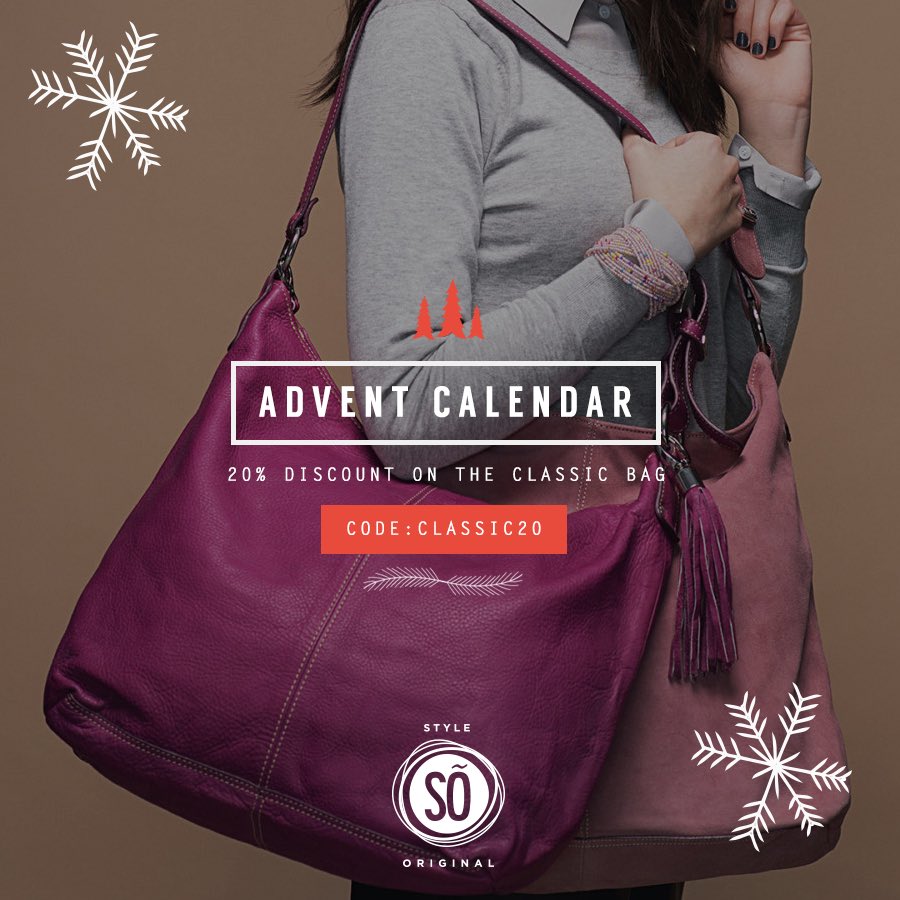 Get 20% off our classic bag! Code: classic20 #stylesooriginal #promo #adventcalendar #mtl