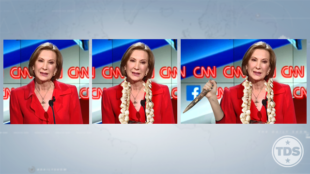 TheDailyShow's tweet photo. Carly The Vampire Slayer #GOPDebate https://t.co/peM8w80ito