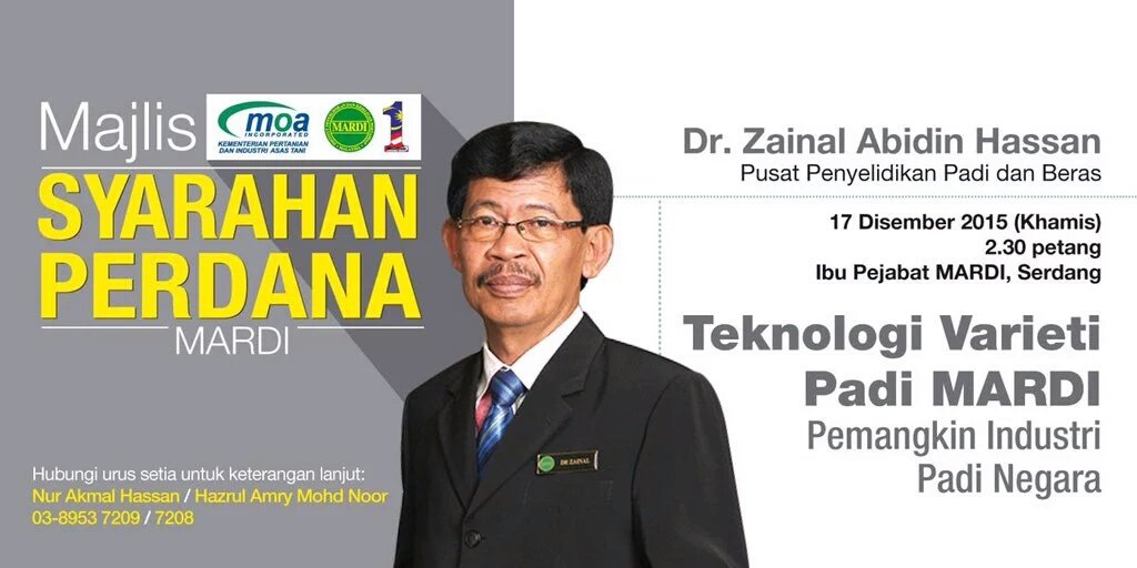 MARDI_global's tweet photo. Inaugural Talk by Dr. @zaihas58 on MARDI's Rice Variety Tech, Catalyst for the Country's Rice Industry #betterMARDI https://t.co/AGAlVy0xh5