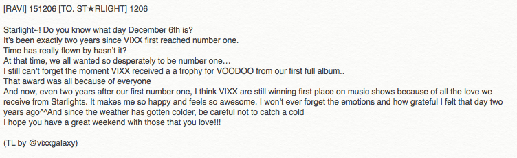VIXXGalaxy's tweet photo. [RAVI] 151206 [TO. ST★RLIGHT] 1206
https://t.co/rkGm9HiWPf https://t.co/mDm4Skk7nQ