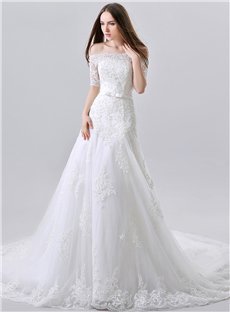 Retailings's tweet photo. A-Line Off the Shoulder Half Sleeves #Court Train #Wedding #Dress
#Buy now at $373.75 only - https://t.co/zwbIQb4cdb https://t.co/QytpHUmzcv
