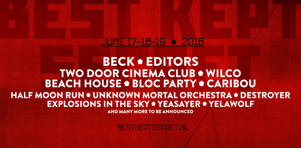 Beck, Editors, Wilco, Beach House, Two Door Cinema Club, Caribou + 7 others for #BKS16: bestkeptsecret.nl