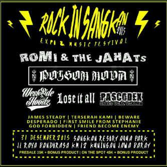 Dapatkan tiket presale #ROCKINSANGKAN distore kami, enjoy w/ <a href="/poisonnova666/">POISON NOVA</a> <a href="/rtjofficial/">ROMI & The JAHATs</a> <a href="/pascodex/">PASCODEX</a> <a href="/jamessteadyoffc/">JAMESSTEADY_band</a>
