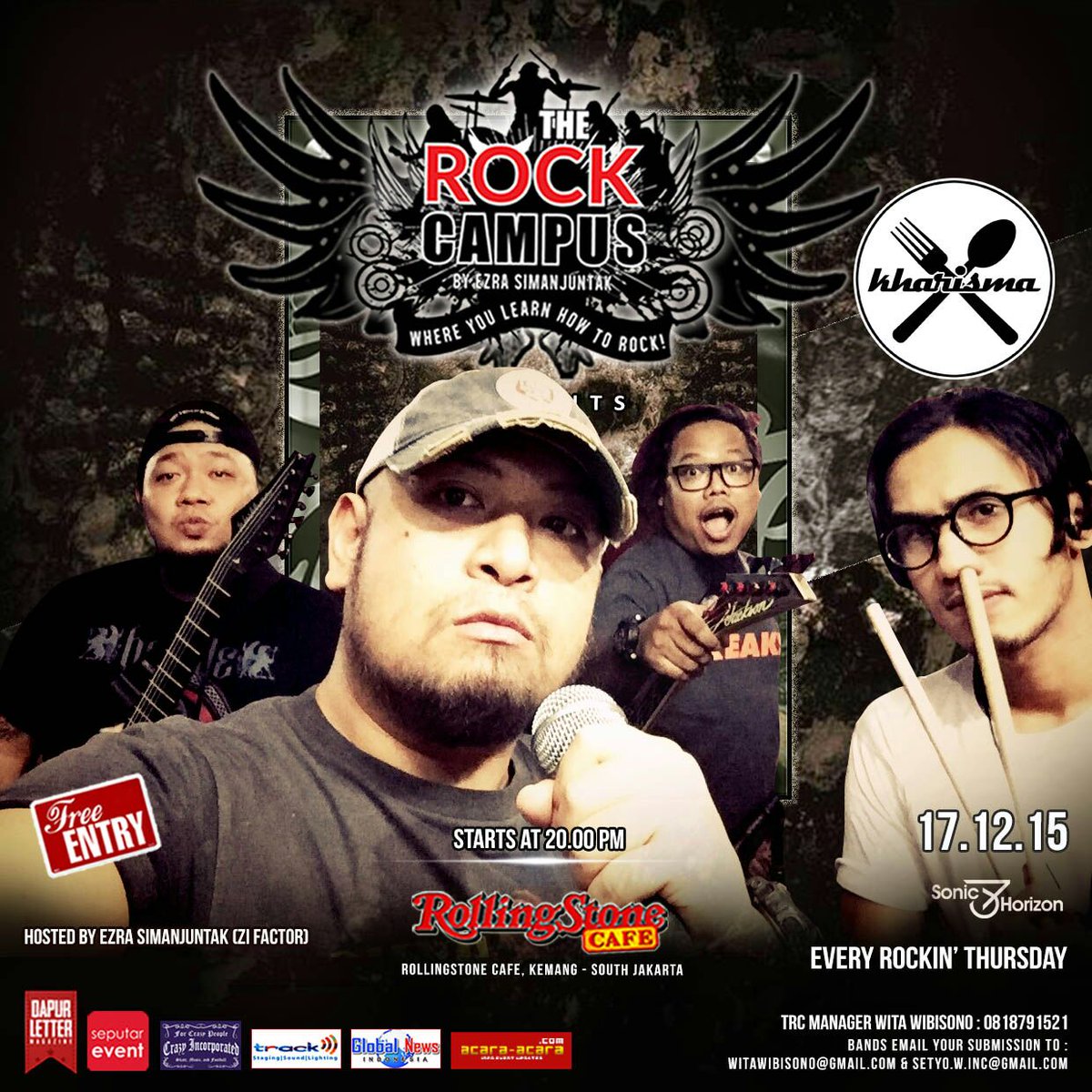 Join us! Penampilan seru perdana band tribalcore grunge <a href="/kharismation/">Kharisma Endonesa</a> in #THEROCKCAMPUS, 17 Dec at @RSCafeINA. Ayoo!