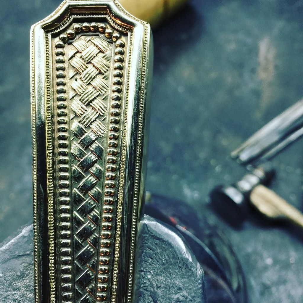 ericmorrisandco's tweet photo. In the process of #handchasing a weave lever. At the top of the photo you can see what a t… https://t.co/5VEfZUOEgk https://t.co/gsS4WekuaU