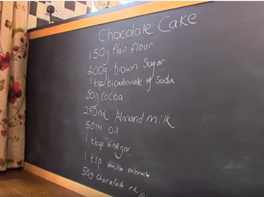 Ingredients for dairy/egg free chocolate cake by TrustDieticians - refined carbs, sugar and choc chips???  #LCHF