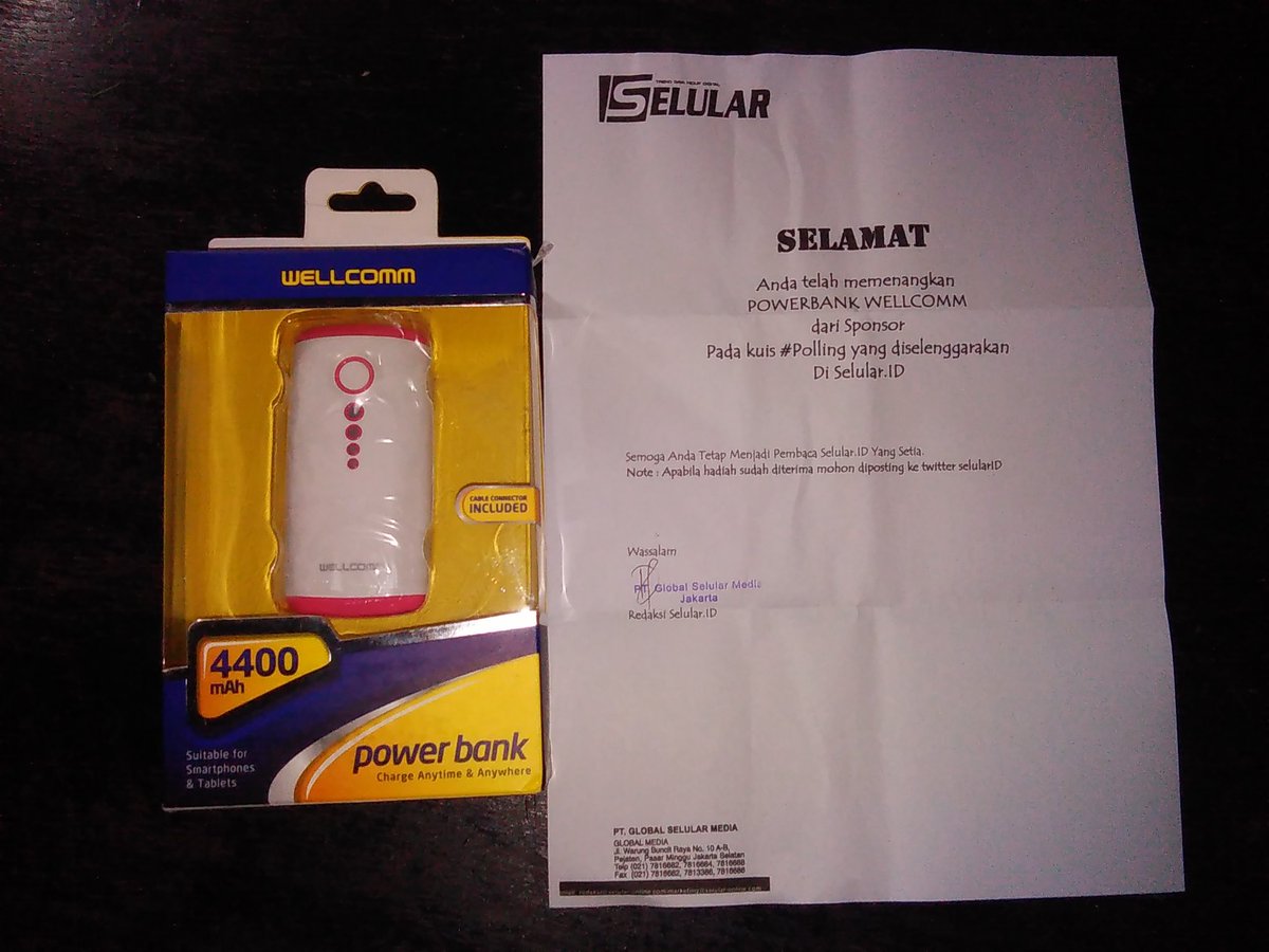 march_ali's tweet photo. Hadiah powerbank dari polling #HarbolnasSelular sudah saya terima , sekali lagi terima kasih @SelularID https://t.co/MWFXhpuF8O