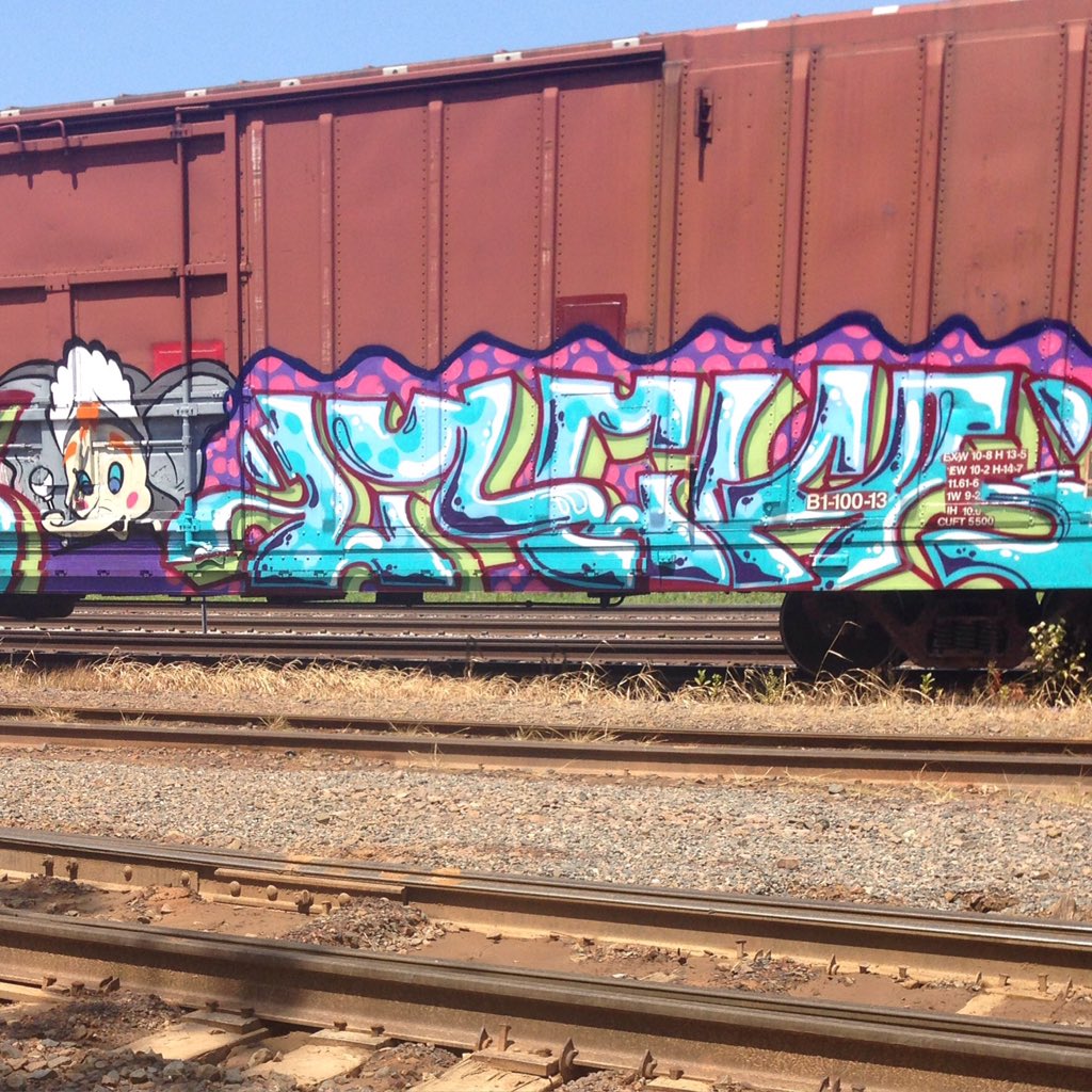 graffbuilderapp's tweet image. #lucks stomps trains. He's a collaborator on the project and a top tier dude. #graffiti #freights #freightgraffiti