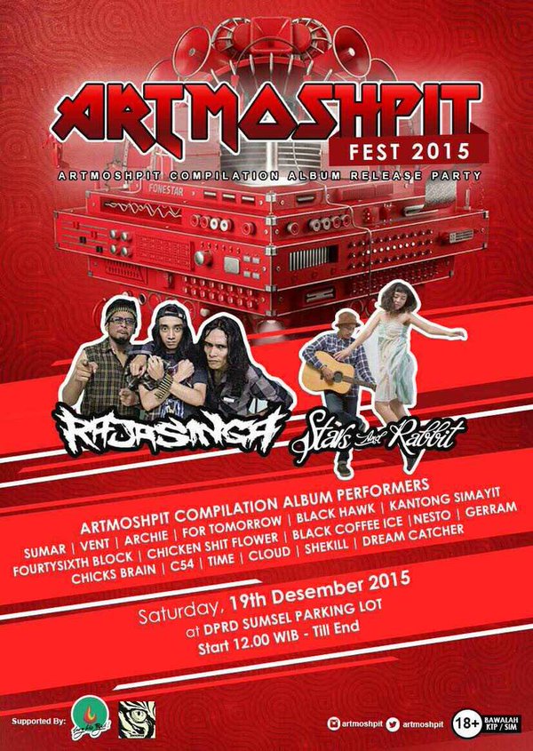 |ARTMOSHPITFEST2015|
19 band ARTMOSHPIT COMPILATION ALBUM. 
Special perform dari <a href="/_starsandrabbit/">Stars and Rabbit</a> dan <a href="/rajasinga04/">RAJASINGA</a>