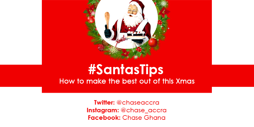 ChaseAccra's tweet photo. What do you want for Xmas?
Santa is coming to town with loads of tips for you. #SantaTips https://t.co/WXl3BLPtRO