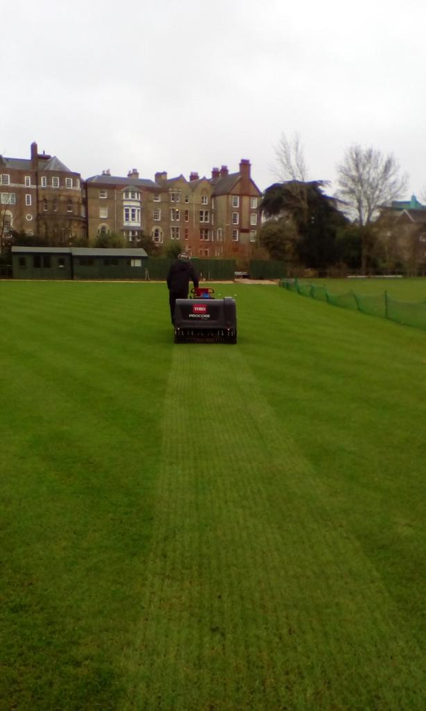 MCS_NO1_GROUNDS's tweet photo. Got the procore out today working on the courts with air2g2 working alongside on the outfield #getitopen https://t.co/Y9sEql4fZD