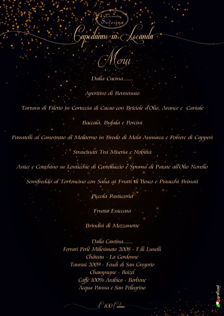 Capodanno in Locanda!!!!!!!
Per Info e Prenotazioni 0975 393905