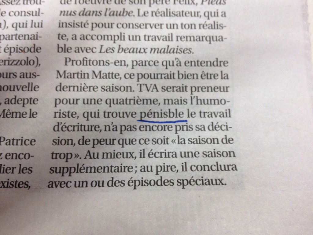 Cette coquille de Richard Therrien dans #lesoleil ce matin fait ma journée! <a href="/zaptele/">Richard Therrien</a>