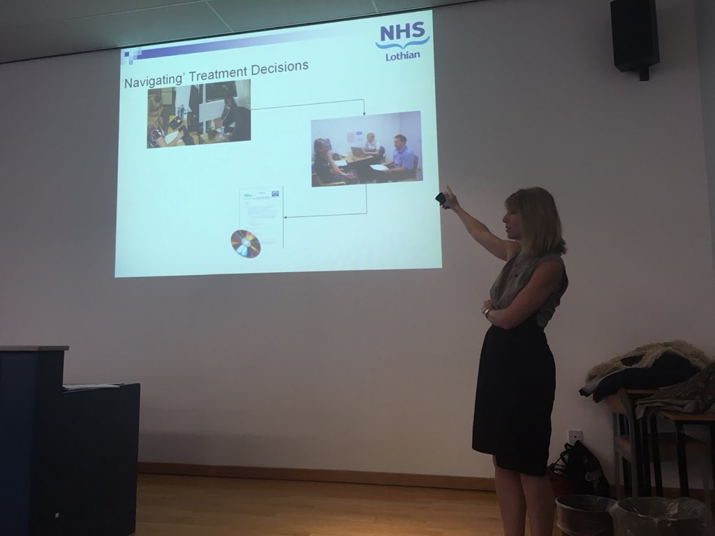 Simongasman's tweet photo. #LothianCQMS Belinda Hacking from @NHS_Lothian describes use of decision aid in clin consults #PatientExperience https://t.co/mMu7d1XvTn
