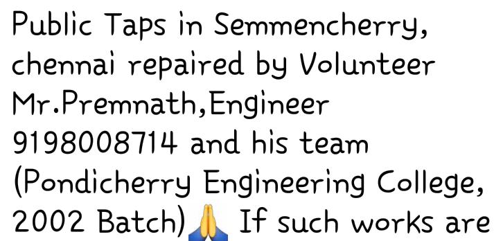 aol_chennai's tweet photo. @ChennaiRainsOrg PublicTaps in Semenchery fixed by Er.PremnathNteam(Pondi'yEnggCol02Batch) Ct 9198008714 PlsRT #CRRC https://t.co/OUATaOPYJL