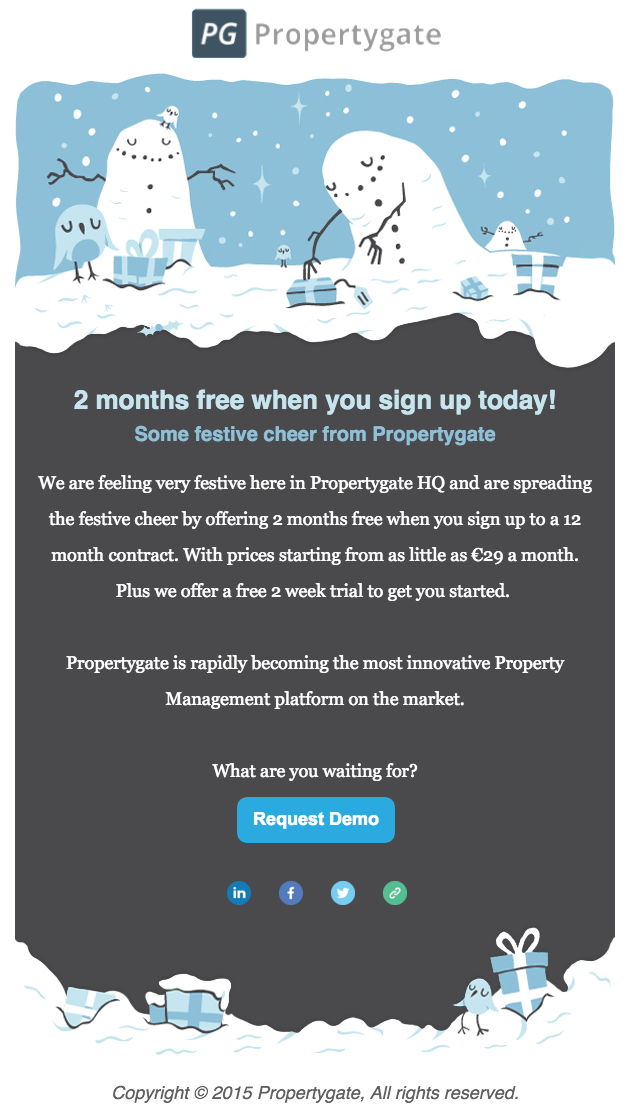 PropertygateHQ's tweet photo. Get into the festive spirit with Propertygate. Get 2 months free when you sign up today! #RealEstate #Property https://t.co/plOcBVl29V