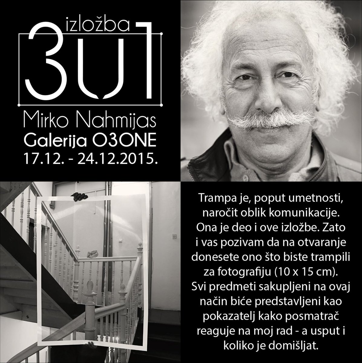 projecto3one's tweet photo. #izlozba fotografija Mirka Nahmijasa otvara se u četvrtak, 17.12, od 19h, čekamo vas! Izložba traje do 24.12. https://t.co/BPu5JmzXMa