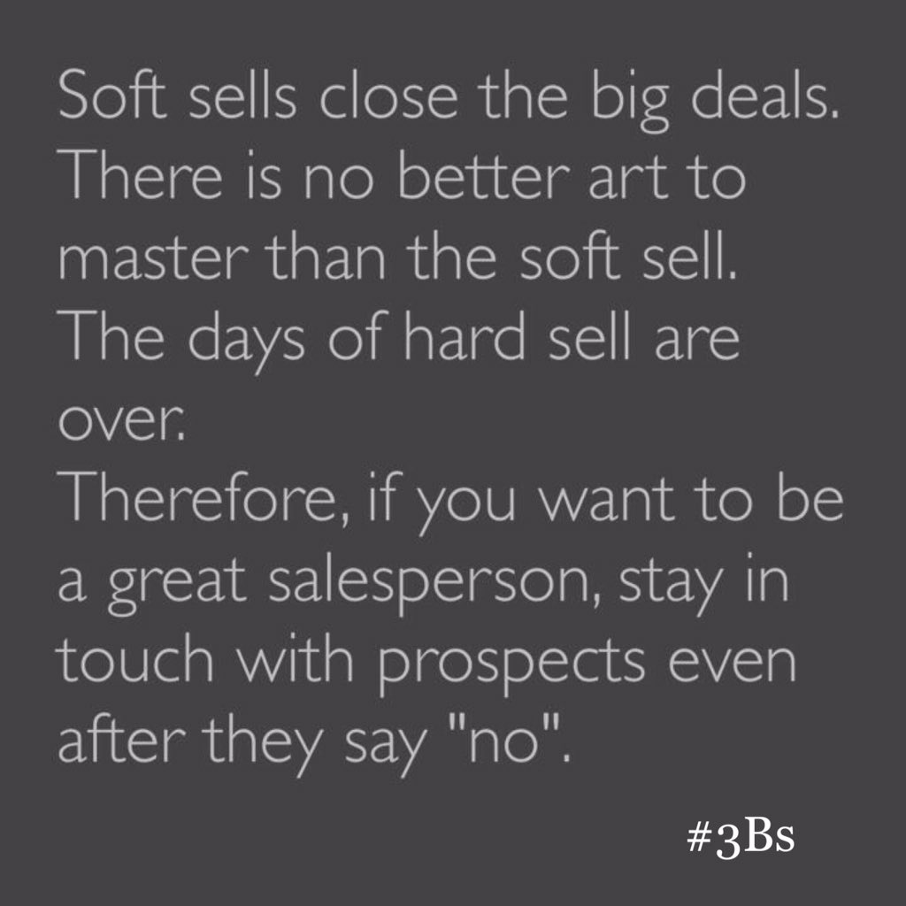 mprn_llc's tweet photo. 👉👉👉 Secret 5 of 5: "Soft sells close the big deal" said Ralph Bianculli Junior.
#salepersons #tips https://t.co/frGl1PdPfr