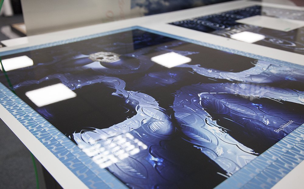 genesisimaging's tweet image. Hot off the press! (literally)... Vivid #ChromaLuxe prints for binghitchcock.com #proprinting