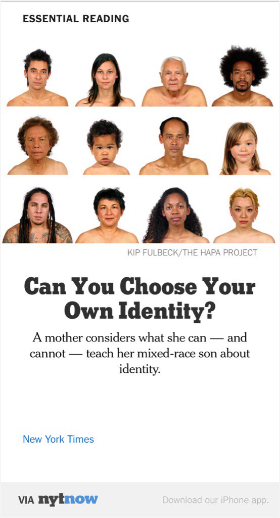 wmst2010's tweet photo. Choose Your Own Identity – via @NYTNow https://t.co/ES4tpchiCg https://t.co/ssTJDzgQTZ