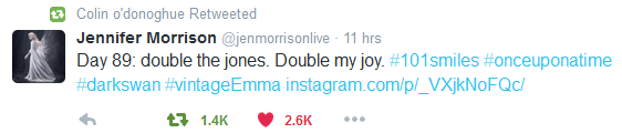 IdyllicCaptain's tweet photo. I just love it when Colin RTs Jen. #CaptainsOfOurShip https://t.co/sOonKzrk7H
