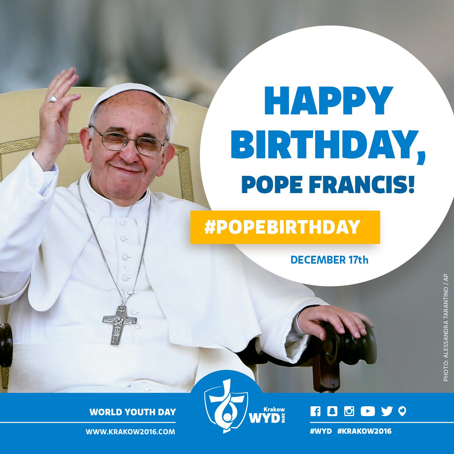 Happy, happy birthday Pope Francis, from all the  community. 