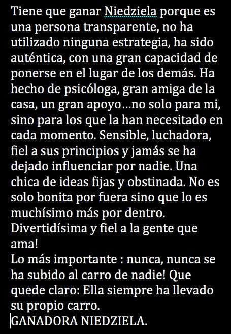 Aquí tenéis mi alegato hacia Niedziela que iba a hacer ayer, pero que al final no se llevó acabo...Gracias chic@s!