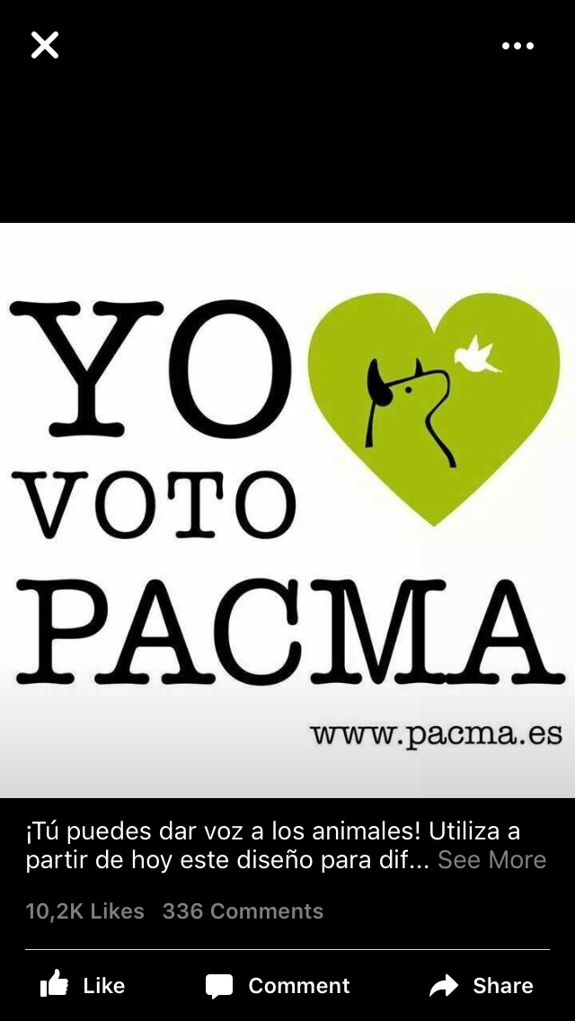 jennriverav8's tweet photo. Lo siento yo voto a pacma!! @PartidoPACMA vamossss !!!! Lo conseguiremos por una igualdad animal y justicia social https://t.co/4rlwycFvt1