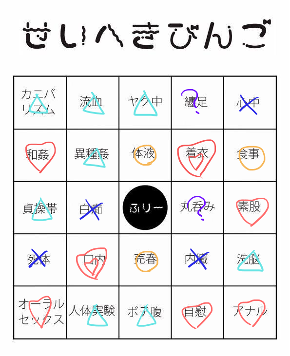 最近流行りのビンゴ全部やった 