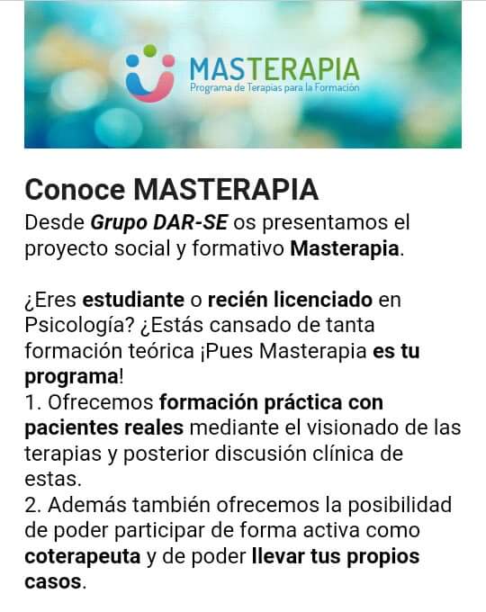 masterapia's tweet photo. Prácticas vivenciales para psicólogos en Zaragoza!#prácticas #psicología #formación #terapia #Zaragoza #psicoterapia https://t.co/jNuetdIroy